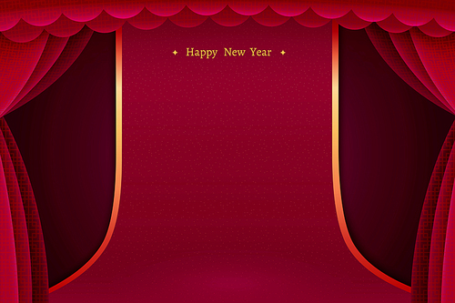 Red curtain stage background with copy space