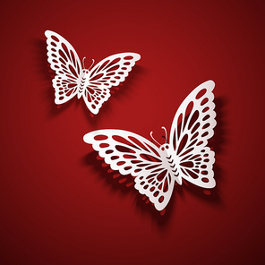 Elegant butterfly paper cut decorations in 3d illustration