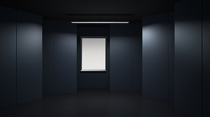 3D rendring empty rendering picture frame with minimalist and modern design studio room space background, low key lighting .