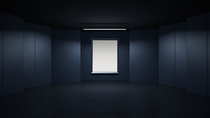 3D rendring empty rendering picture frame with minimalist and modern design studio room space background, low key lighting .