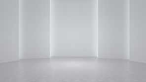 3D rendering minimalist and modern design studio room space background, high key lighting .