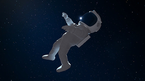 Astronaut floating in outer space. Clipping path include. 3D rendering.