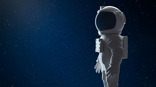 Astronaut watching toward in outer space. Clipping path include. 3D rendering.