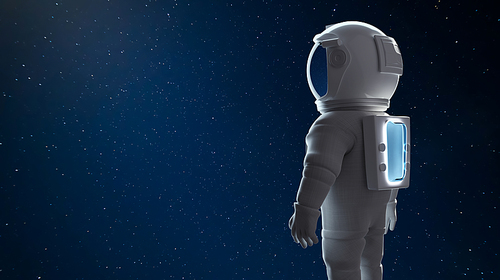 Astronaut watching toward in outer space. Clipping path include. 3D rendering.
