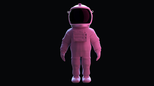 Astronaut standing. Isolated on black background with clipping path. Romantic light. 3D rendering.