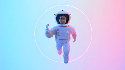 Young teenager Astronaut escape from the void.