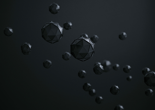 3d rendering of Icosahedron geometric shapes , abstract low key and selected focus background .