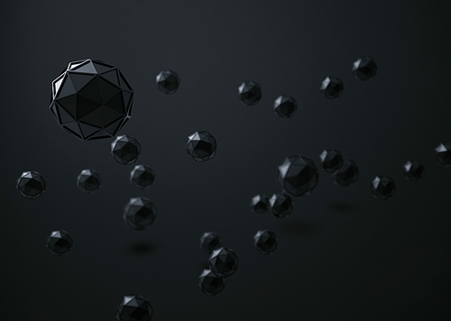 3d rendering of Icosahedron geometric shapes , abstract low key and selected focus background .