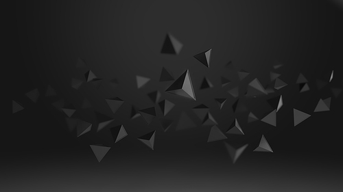 3d rendering of triangle geometric shapes , abstract low key and selected focus background .