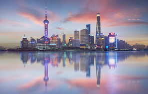 Panorama view of Shanghai cityscape skyline ,early morning scene .