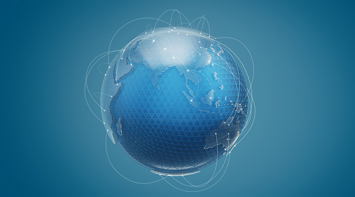 Global world network communication technology. 3d rendering