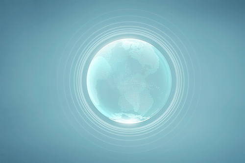 Digital glass planet earth with hologram design. Global business technologies concept. 3D rendering  .