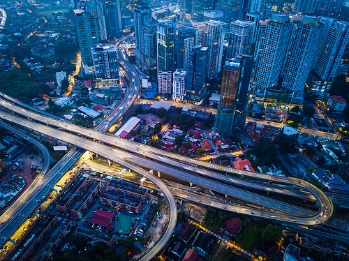 Aerial view of beautiful Kuala Lumpur city ,early morning scene .