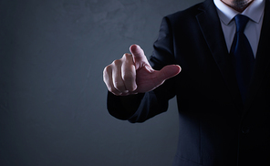 Closeup businessman pressing gesture pose .