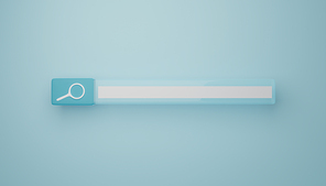 Light blue search bar on pastel blue background. 3d rendering