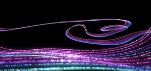 Abstract gradient blue and red glowing light trail flow surrounding