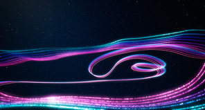 Abstract gradient blue and red glowing light trail flow surrounding