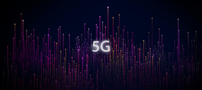 Abstract 5G icon with dot point connect line design , new generation mobile networks concept .