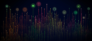 Abstract dot point line with internet of things icons, smart networks connection concept  .