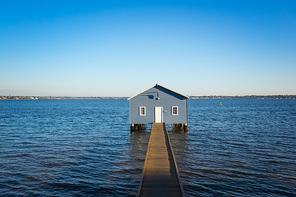 over the matilda bay boathouse in the swan river in perth, western australia.