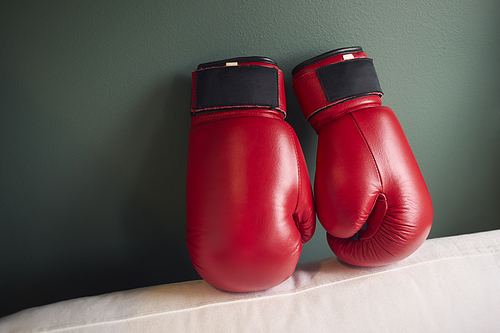 Boxing gloves on a green background.