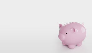Piggy bank isolated on white background with copy space