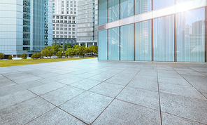 Modern office building outdoor and empty pavement , Kuala Lumpur , Malaysia .