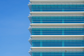 Closeup of modern office skyscraper building