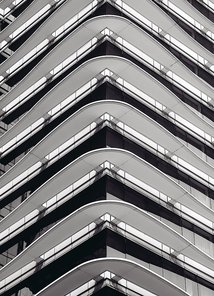 Abstract close-up black and white highrise skyscraper building