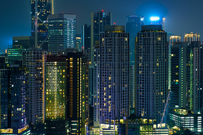 Beautiful architecture building exterior skyscrapers in Kuala Lumpur ,night scene