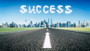 Concept of follow the right way to success road .