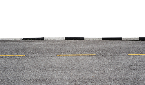 Side view of asphalt road isolated on white with clipping path.
