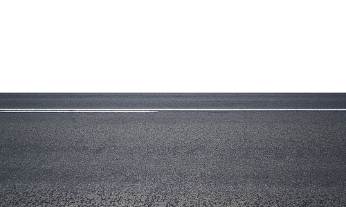 Asphalt road isolated on white with clipping path.