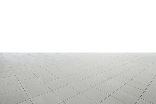 Wide square marble stone floor isolated with white background , Include clipping path .