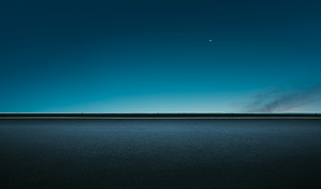 Asphalt empty road side with  night sky background .