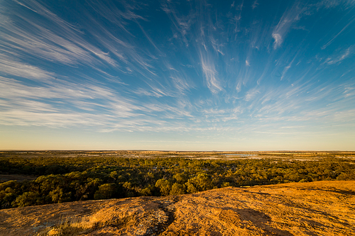 The scenery on the top of the wave rock, Hyden, Western Australia , sunset scene .