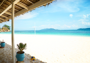 Rawa Beach in sunny day , world famous destination, beautiful weather and idyllic tropical island .