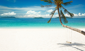 Rawa Beach  in sunny day , world famous destination, beautiful weather and idyllic tropical island .