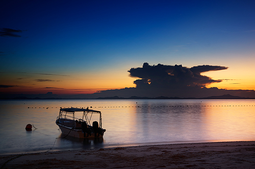 Stunning sunset over the beach .Rawa island , Malaysia .