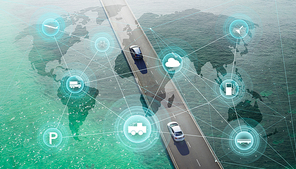 Smart transportation and intelligent communication network of things ,wireless connection technologies for business .
