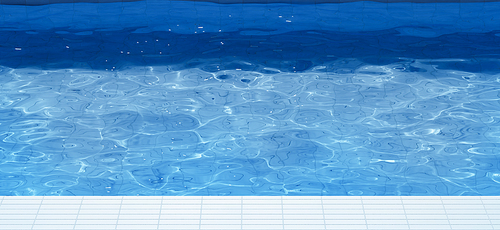 Swimming pool caustics ripples and flows with waves background. summer concept background. Overhead view. 3d rendering