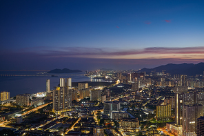 Aerial view of night cityscape. Beautiful night view in Penang, Malaysia