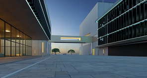 The shoplot of urban modern building business office area. 3d rendering