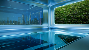3D rendering futuristic interior space design