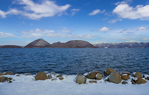 Winter view landscape Lake Toya in Toyako town,Hokkaido,Japan