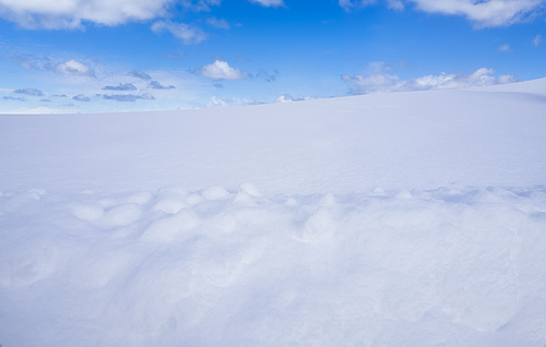 Snow fields with sunny sky winter landscape