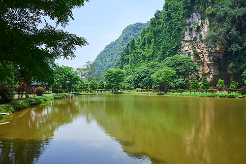 Famous tourist attraction in Ipoh Kek Lok Tong Zen Gardens, nestled in between serene lakes at the base of Gunung Rapat