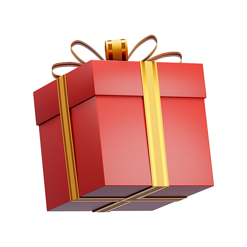 3d rendering of a red gift box with golden ribbon, representing christmas spirit and generosity