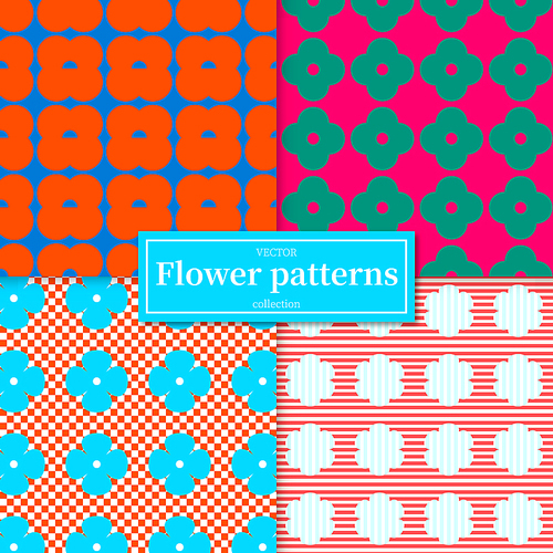 기하학적인 레트로 꽃 패턴 배경 일러스트