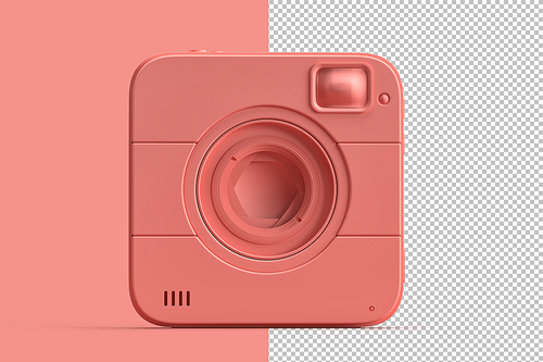 Minimalistic illustration of squared instant camera on pink background